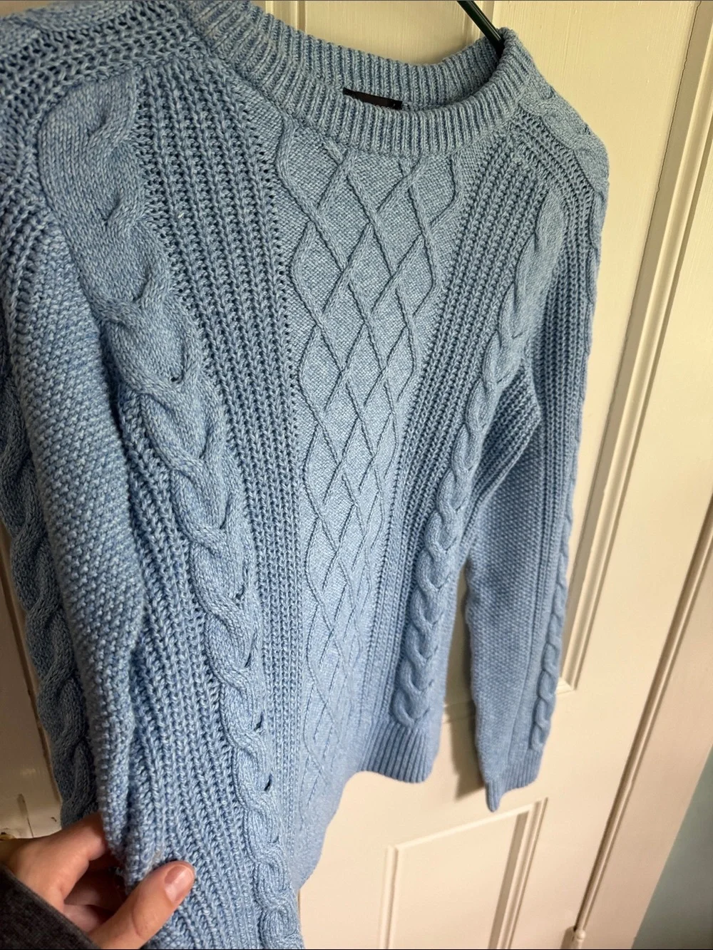 Talbots Light Blue Cable Knit Crewneck Sweater